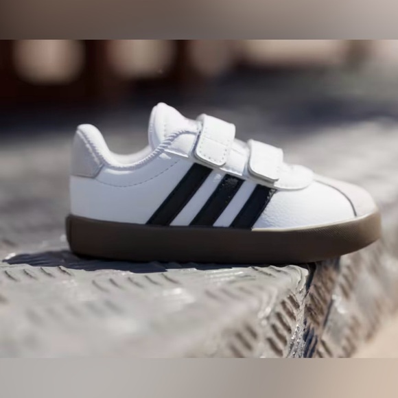 adidas White/Core Black/Gray One VL Court 3.0 Velcro Sneakers - Picture 7 of 16